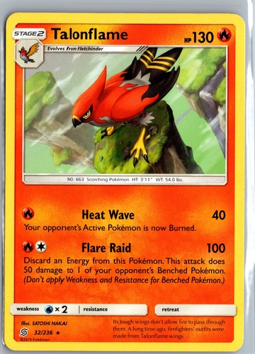 Talonflame 32/236 Unified Minds Rare Pokemon TCG Card [B3]