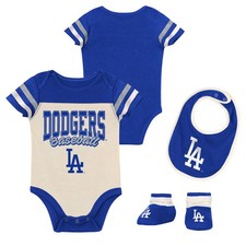 Newborn Outerstuff Royal Los Angeles Dodgers Up One Three-Piece Bodysuit, Bib 