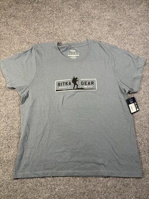 NWT Sitka Trek T-Shirt Logo Bozeman Montana Thunder Blue Women s XL 