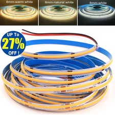 12V High Density COB LED Strip Lights Flexible Tape Rope Cabinet Kitchen Light