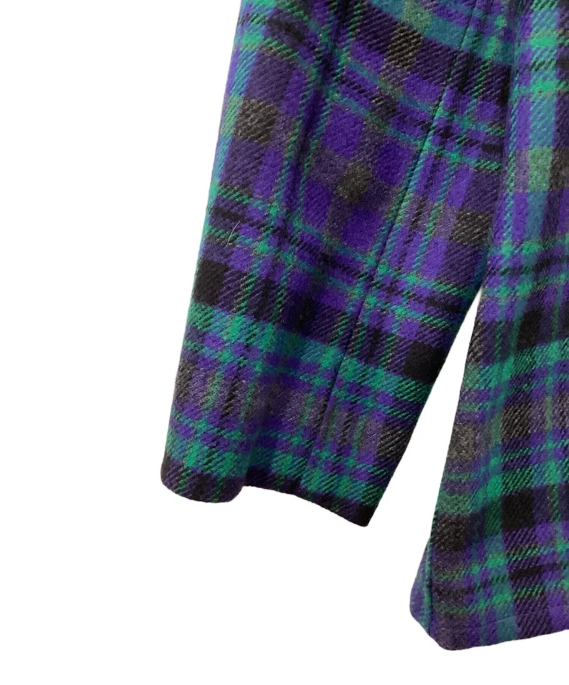 Conjunto Falda Chaqueta Yves Saint Laurent Lana Cuadros S Azul Verde Hecha en Francia Foto 4 de 4