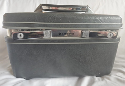 Vintage Samsonite Silhouette Train Makeup Vanity Case No Key Dark Gray 
