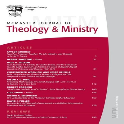 McMaster Journal of Theology and Ministry Volume 19 2017-2018 Wip