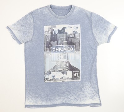 Next Herren T-Shirt blau Grafik XL - Polyestermischung