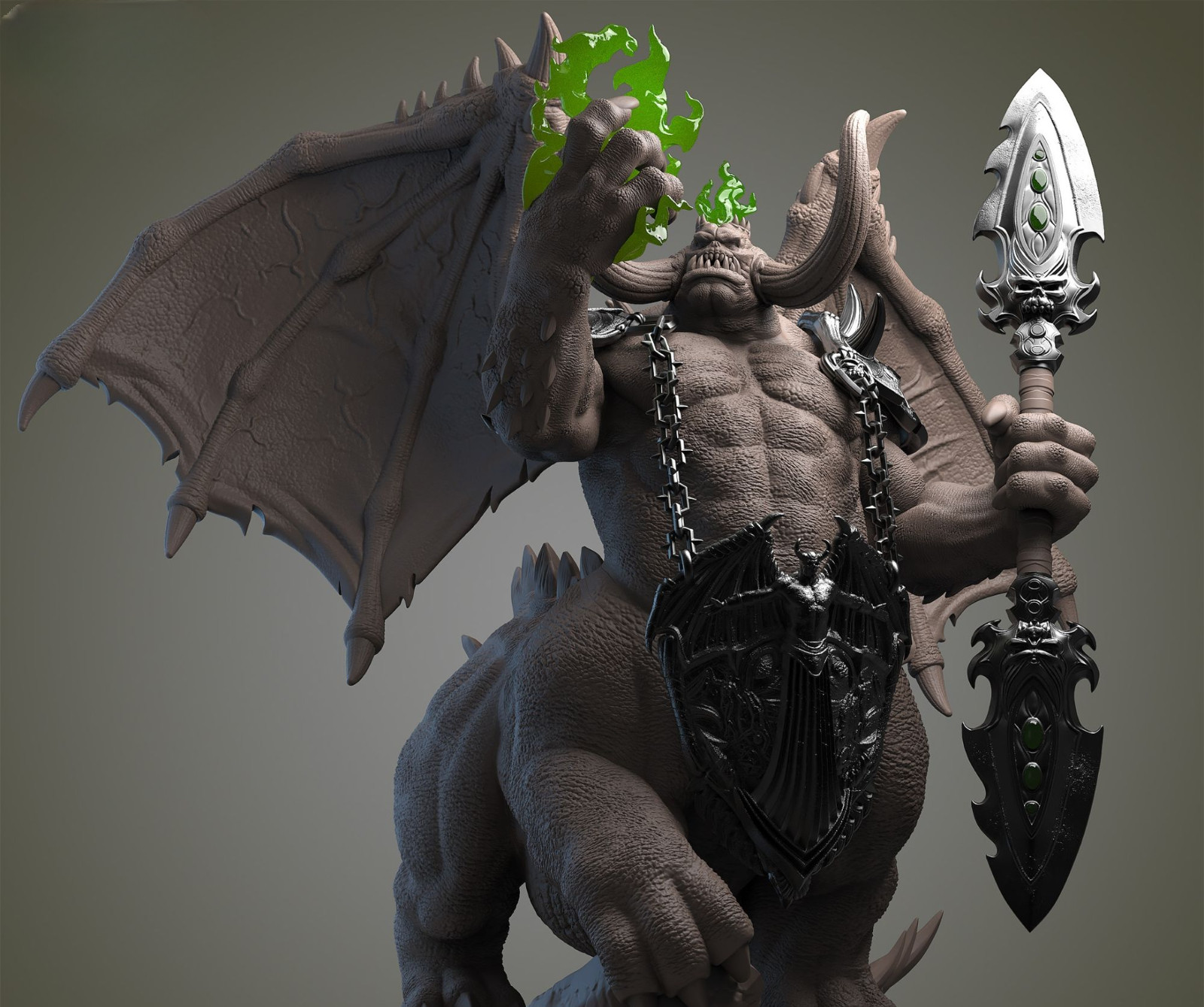 Figurine Mannoroth WoW en résine 38cm Luftmensch grise non peinte pour collectionneur