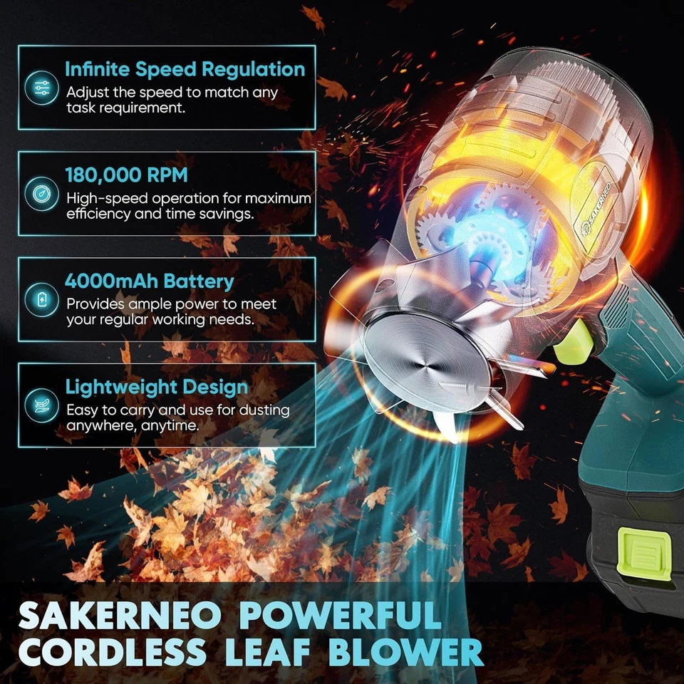 Akku-Laubbläser mit 2 x4,0 Ah Akkus, 180000 U/min Handbläser - Bild 2 von 4