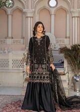 Black Sharara-3 Piece Chiffon Suit Indian Pakistani Dress Party Wear