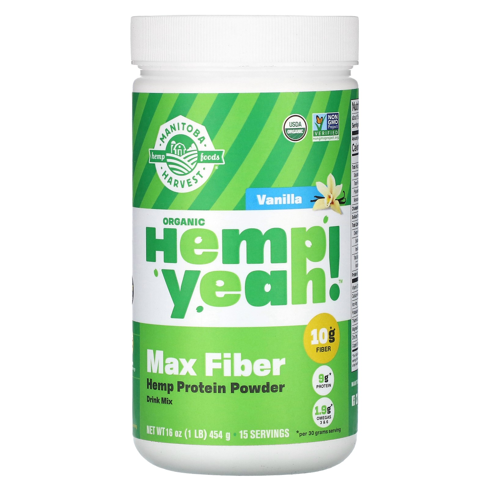 Organic Hemp Yeah Протеи порошок конопли Max Fiber ваниль 1 фунт 454 г 3790₽