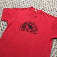 Vintage 80s Upper Nyack School Shirt Mens M/L Red Screen Stars Tee USA Made