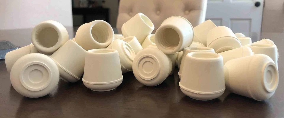 1" Round Slip-On Rubber Folding Metal Chair Leg Tip Replacement 4 Count - Image 4 of 4