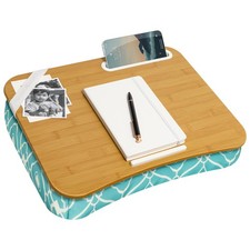 Designer Lap Desk with Phone Holder and Device Ledge - Aqua Trellis - Fits up...