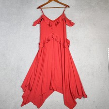 BCBGMAXAZRIA Maxi Dress Womens XS Orange Ruffle Fairy Y2K Asymmetrical NWOT