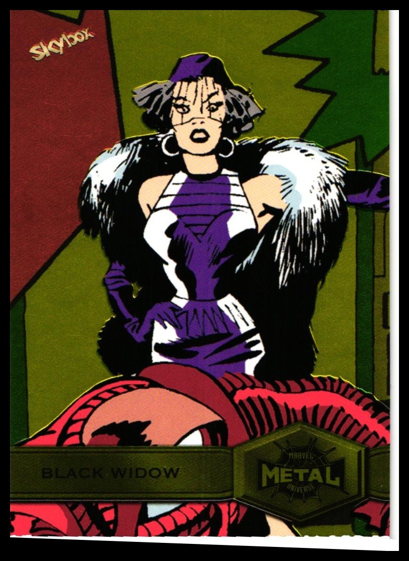 2021 SkyBox Metal Universe Marvel Spider-Man #113 Black Widow Man - Yellow FX