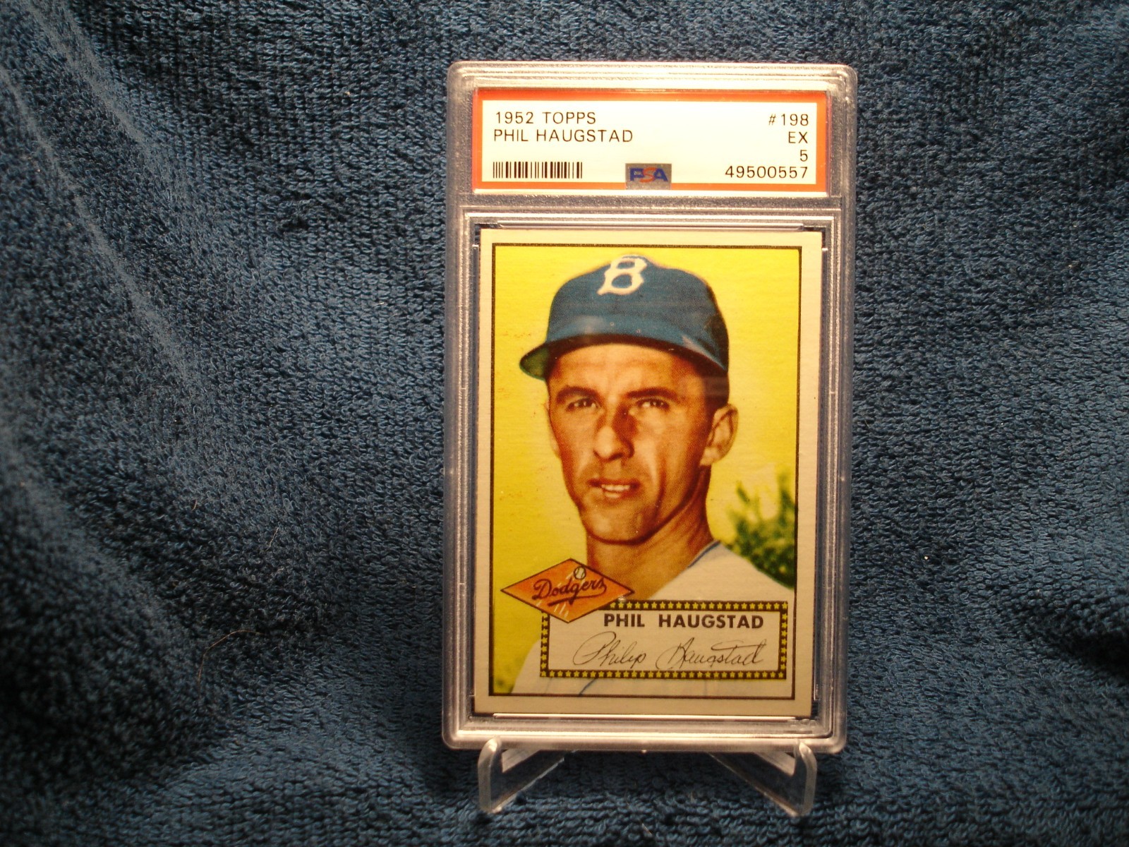 1952 TOPPS PSA 5 (EX) PHIL HAUGSTAD - #198 ~ 'RC' ~ BROOKLYN DODGERS