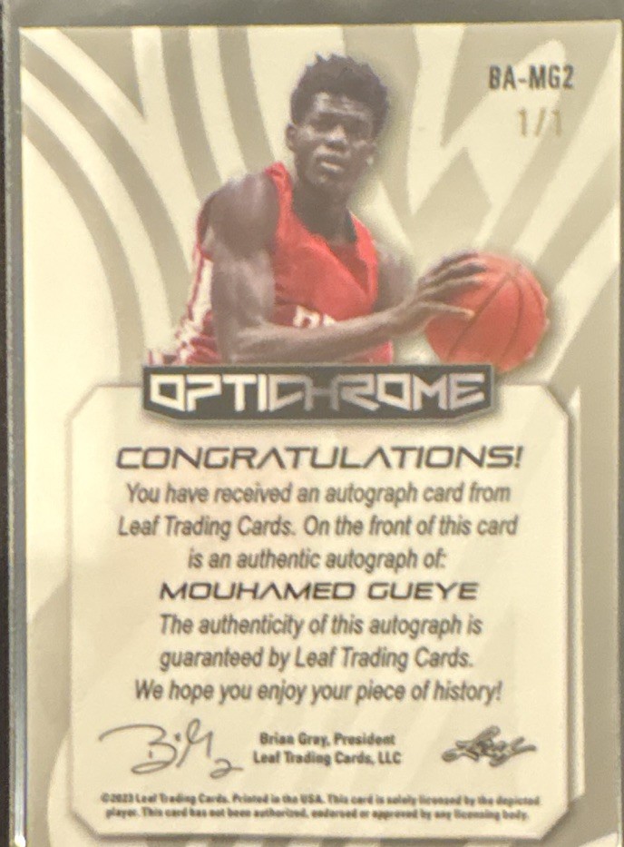 Leaf 2023 Optichrome Basketball Mouhamed Gueye Auto 1/1 #BA-MG2 view 2