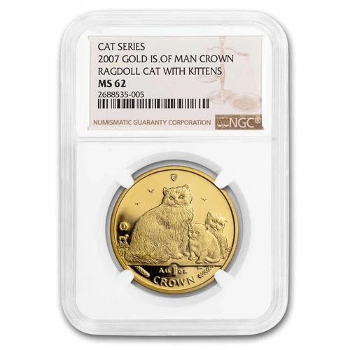 2007 Isle of Man 1 oz Gold Ragdoll Cat MS-62 NGC