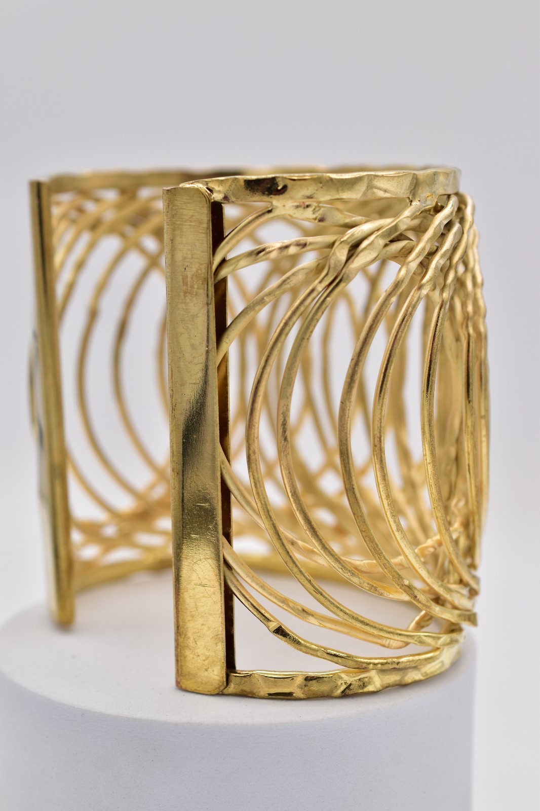 Vintage Statement Cuff Bangle Bracelet Wired Chun… - image 10