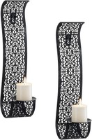 Wandkerzenhalter Vintage Schwarz Metall FüR Stumpenkerzen 2Er Set Dekoration