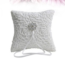 1pc Wedding Ring Pillow Lace Wedding Bride Ring Pillow (White)
