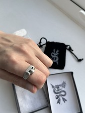 Sterling Assault Alfred Albrizio 925 Silver Skull Ring UK T½ - Great Condition 