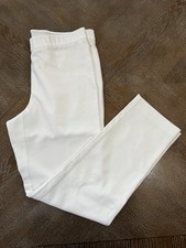 J Jill White Cotton Pull On Pants Sz10 Tapered Leg Waist 32  Inseam28  Mid Rise