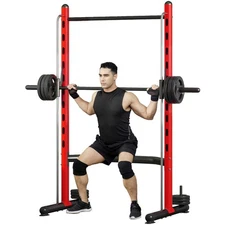 Soozier Adjustable Squat Rack with Pull Up Bar and Barbell Bar Bench Press