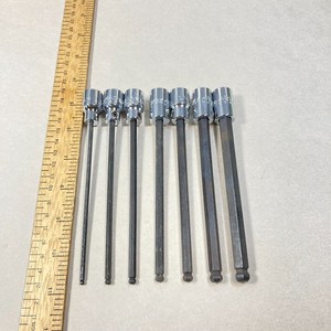 Mac Hex Bit Socket Set 7 Pc Extended Length Ball Tip 3/8" Drive 1/4"-3/8" USA