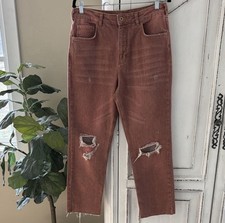 Anthropologie Pilcro The Vintage Straight Jean Red Clay / Mauve Size 30