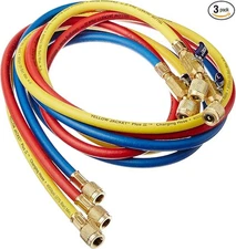 Yellow Jacket 29986 Plus II 1/4" Hose w/ Compact Ball Valve, 72" (3-Pack)  .