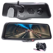 10" Rear View Mirror Cam 1080p Dual DVR Backup Camera LCD Universal Anti Glare