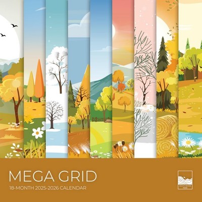Large Grid Mega Wall Calendar 2026 | 12'' x 24'' Open | 12 x 12, Countryside 
