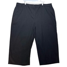EILEEN FISHER Cotton Hemp Twill Canvas Cropped Pants Black Plus Sz 24 NWT 178