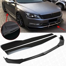 Fit Golf GTI R MK6 MK7 Front lip Spoiler Splitter + Short Side Skirt Black