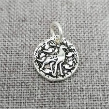 2 Sterling Silver Reindeer Deer Charms Small Elk Pendant for Necklace