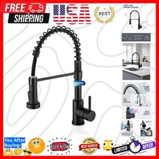 Black Kitchen Faucet with Pull Down Sprayer, High Arc Spring 304 Stainless St...