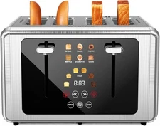 Stainless Steel 4 Slice Toaster with Touch Screen Digital Countdown Functions