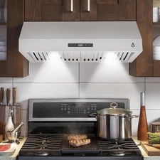 30'' Kitchen Under Cabinet Range Hood 400CFM Stainless Steel 3-Speed Fan LED