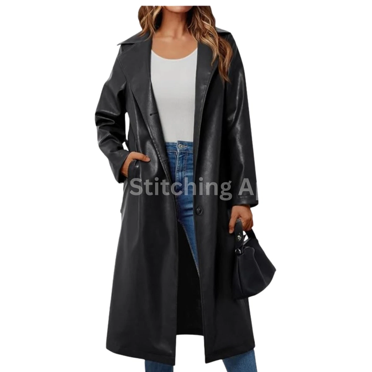 Faux Leather Trench Coats for Women for sale | eBay