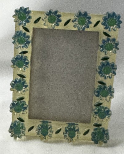 Cornice fotografica acrilica lucite fiori gialli blu vintage - Foto 15 di 18