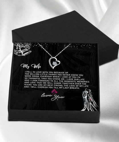 To My Wife Necklace, Gift For Wife, Anniversary Love Heart, Necklace For Wife - Picture 3 of 4