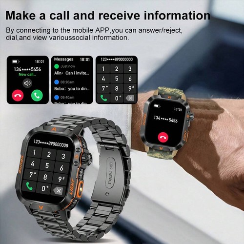 New Men's Women's Outdoor Business Smart Watch 2.01 inch HD Screen Smart Watch - Picture 5 of 11