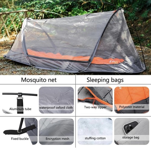 Summer Mesh Tent with Sleeping Bag Outdoor Camping Tent Repellent Net - 第 2/6 張圖片