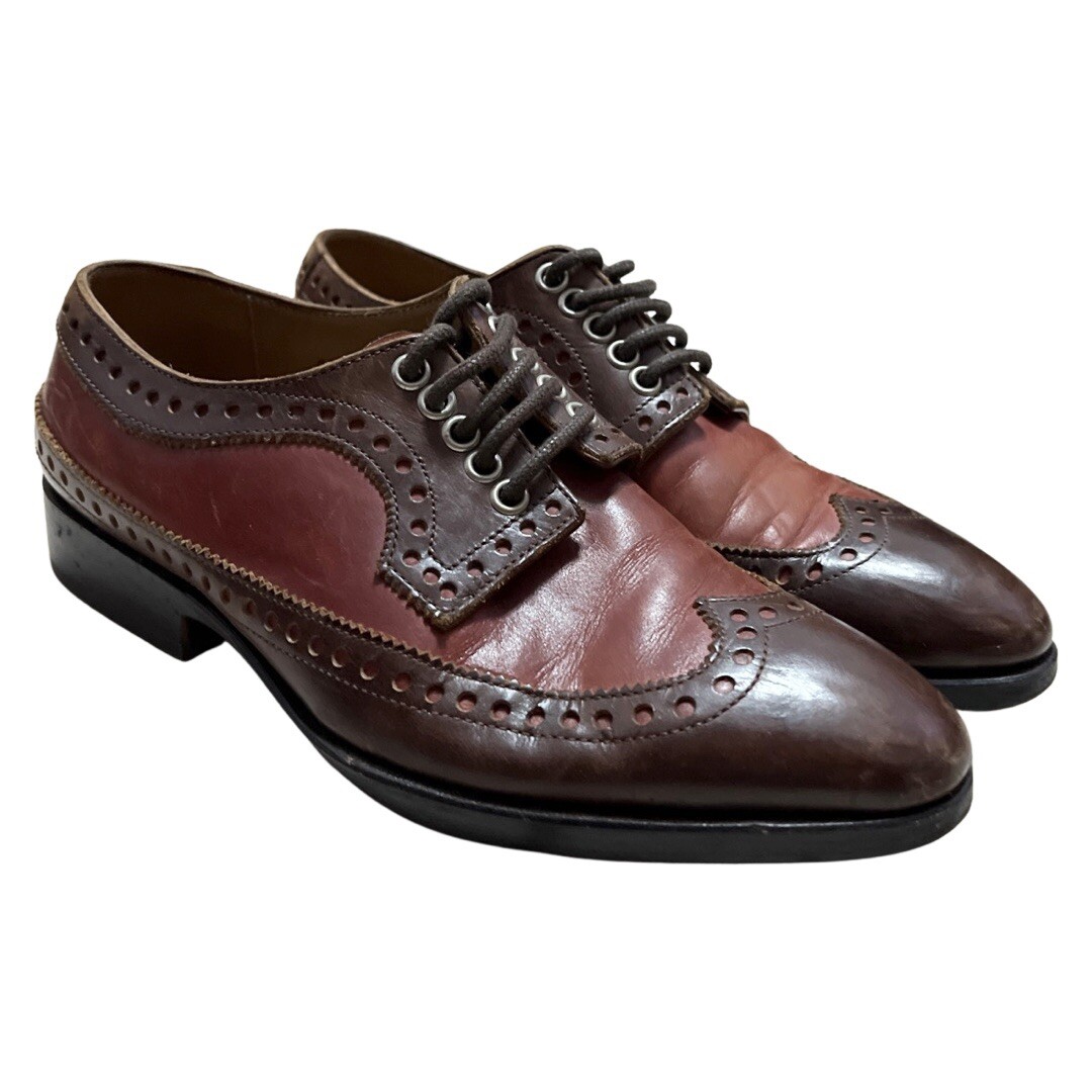 John Fluevog Burgundy and Black Wingtip Oxfords Mens John Fluevog Black Leather & Burgundy Patent Handmade Eco  main image 3