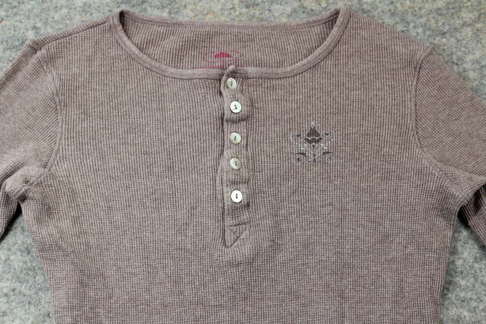 Tickled Pink Size Small S Thermal Henley Pullover Buttons  - Изображение 2 из 4