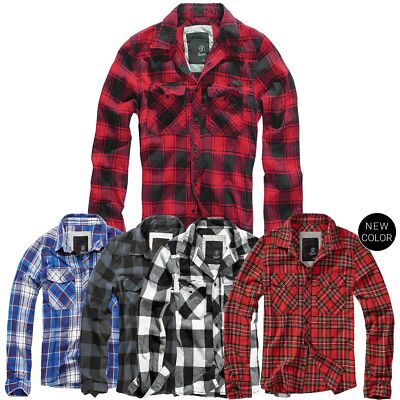 Brandit Checkshirt Herren Freizeit Holzfäller Langarm Baumwoll Flanell Karo Hemd
