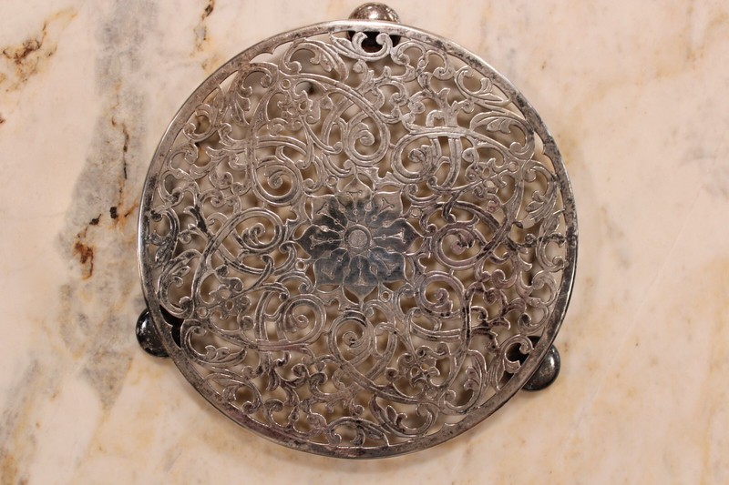 Vintage 6" Round Silver Plate Trivet I.F.S. England