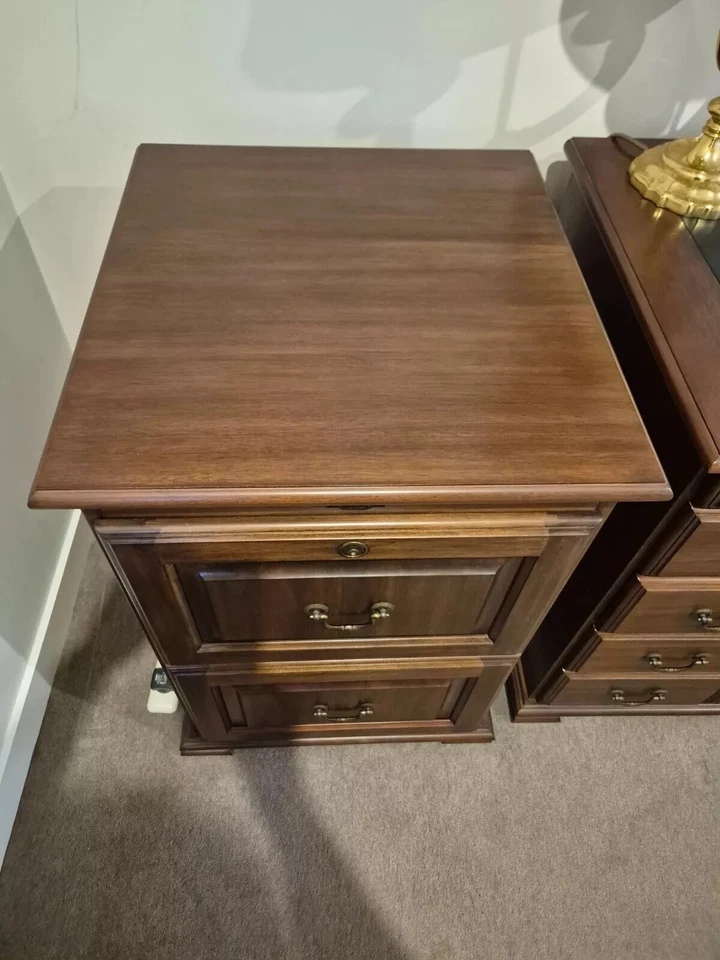 Filing Cabinet Two Drawers Timber & Veneer Dark Antique Style 75H 59D 55W - image 2 of 4