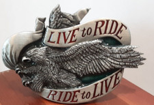 Vintage Bergamot Live to Ride Ride to Live Eagle Belt Buckle 1981 Made in USA