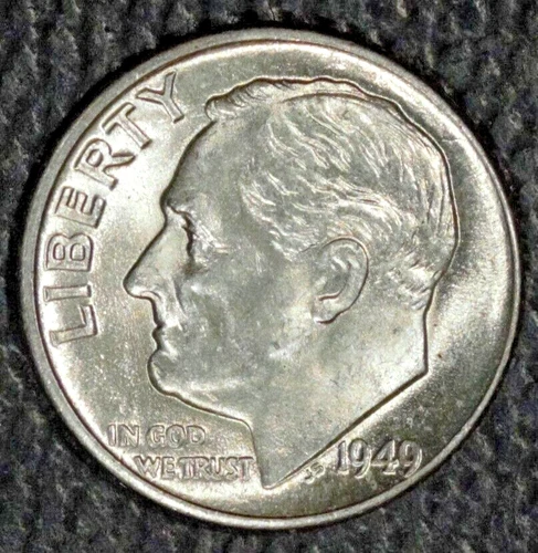1949-D, Roosevelt dimes, Choice BU, FB, Full Bands