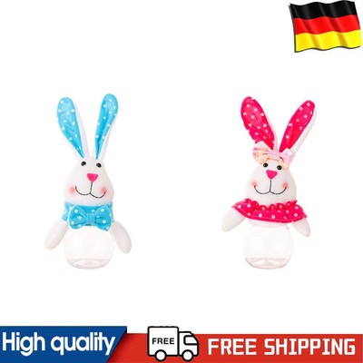 Easter Bunny Candy Jar Storage Container Treat Box Easter Party Favors (Blue)